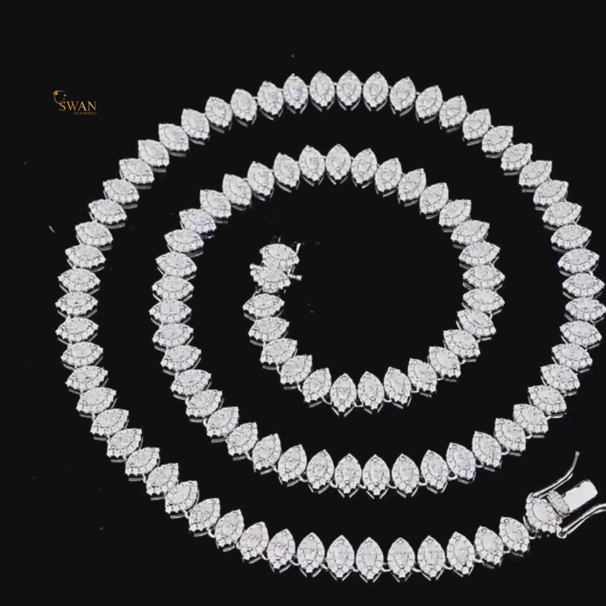 Marquise Cut Natural Diamond Tennis Necklace in White Gold Diamond Choker Elegant Statement Necklace Luxury Fine Jewelry Gift for Men and Women swandiamond