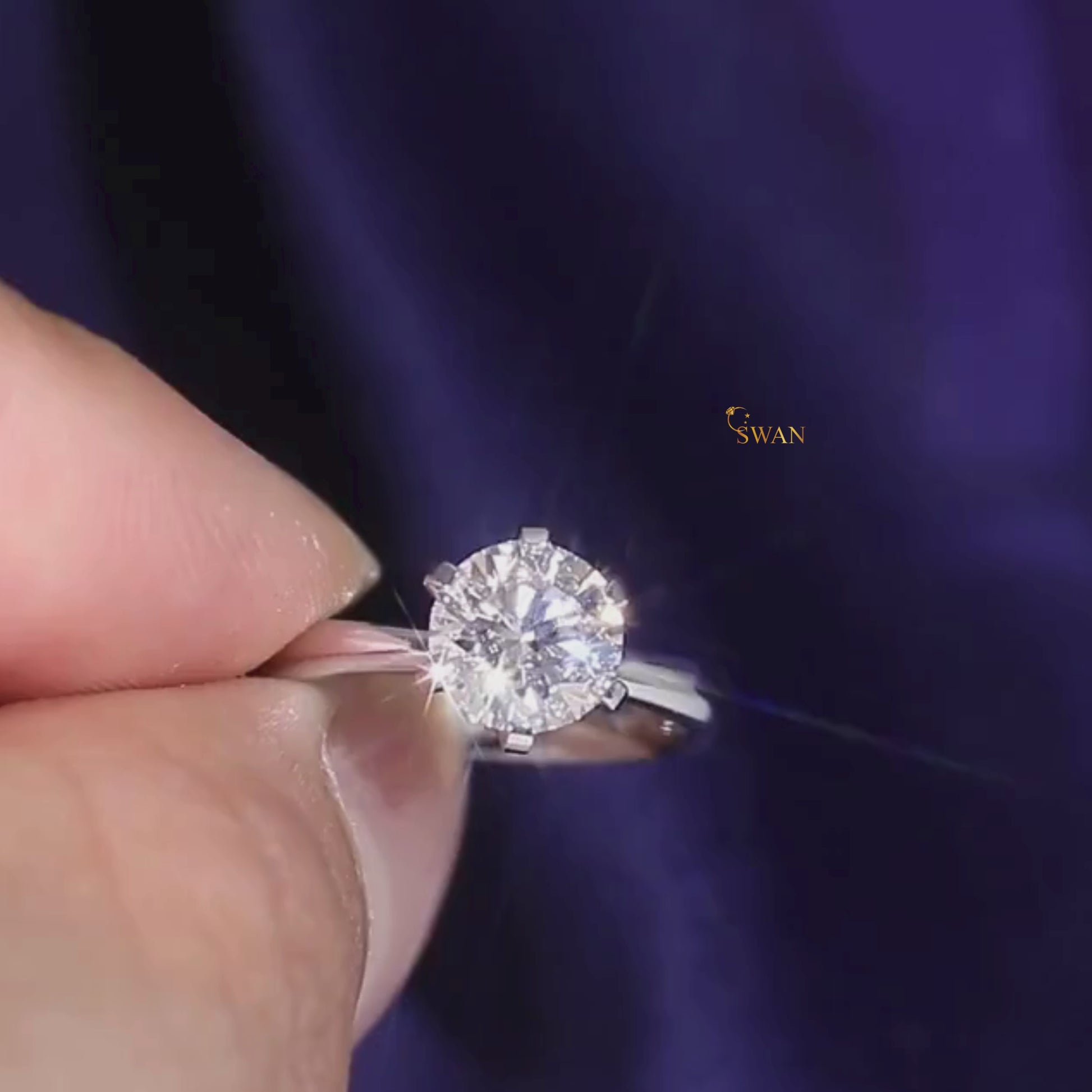 Round Cut Solitaire Diamond Engagement Ring in Solid White Gold Six Prong Classic Setting Timeless Elegant Bridal Jewelry Gift for Her swandiamond