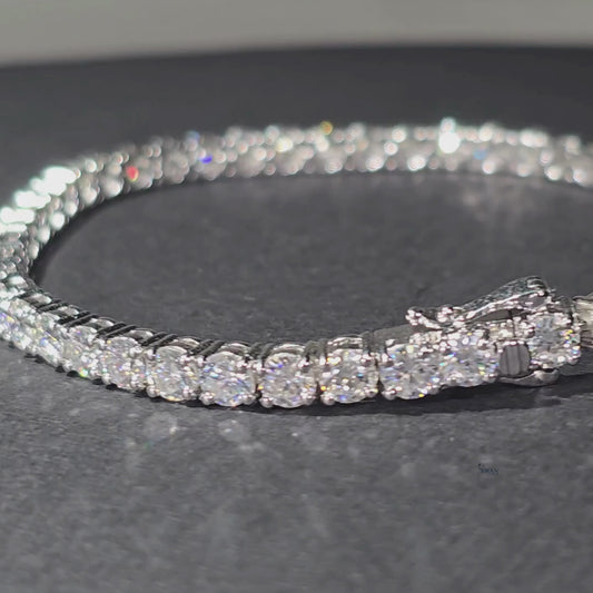 Classic Round Cut Diamond Tennis Bracelet in Silver with Sparkling Natural Stones Timeless Luxury Jewelry Gift for Him or Her swandiamond