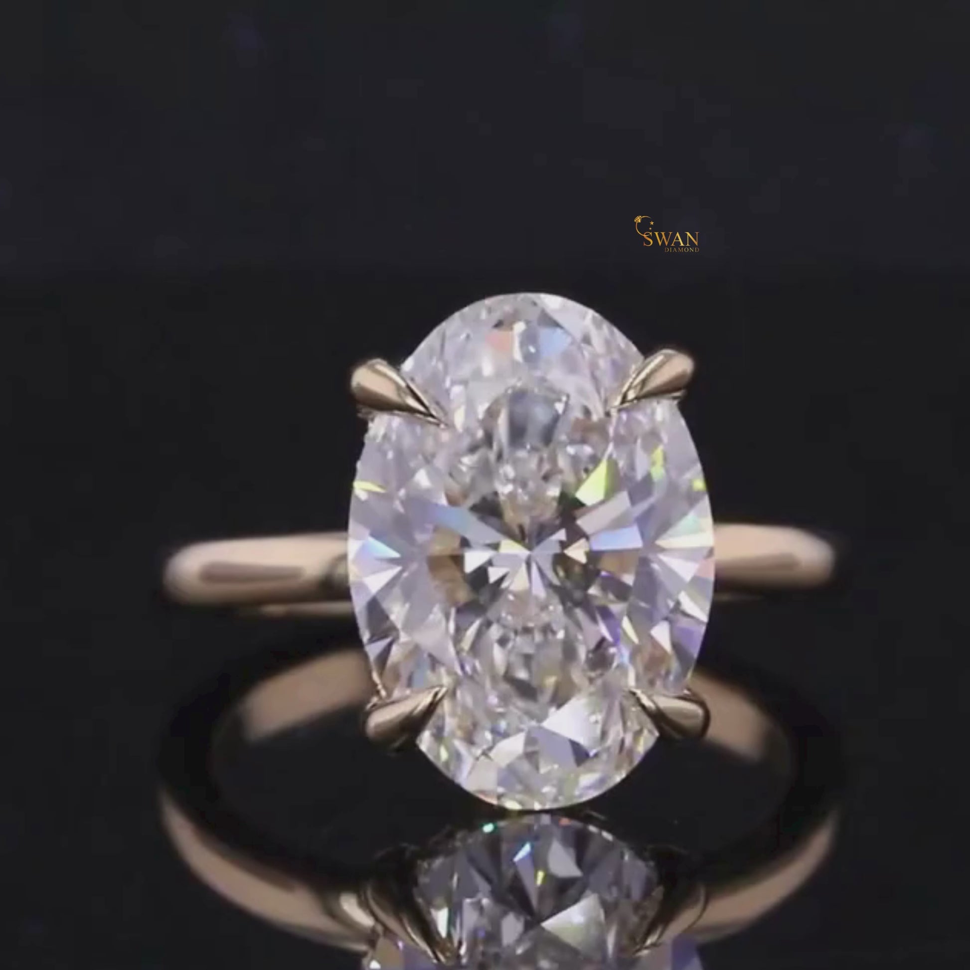 Oval Cut Solitaire Diamond Engagement Ring in Solid Gold Classic Four Prong Setting Elegant Bridal Jewelry Gift for Her swandiamond