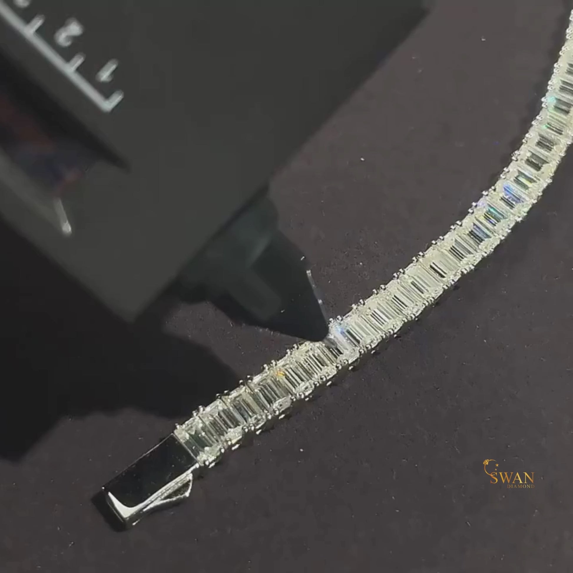Elegant Baguette Cut Diamond Tennis Bracelet in White Gold Sparkling Natural Diamond Jewelry Timeless Luxury Statement Gift for Her swandiamond
