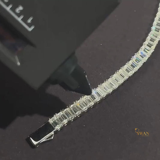 Elegant Baguette Cut Diamond Tennis Bracelet in White Gold Sparkling Natural Diamond Jewelry Timeless Luxury Statement Gift for Her swandiamond