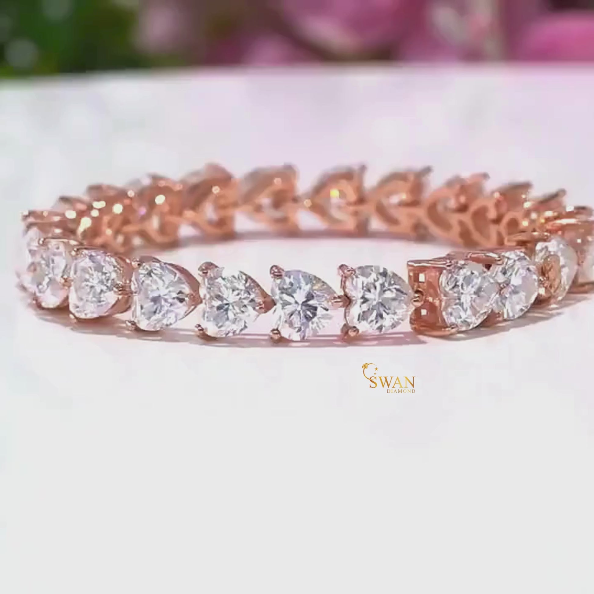 Romantic Heart Cut Diamond Tennis Bracelet in White Gold Sparkling Natural Diamond Jewelry Elegant Luxury Gift for Her swandiamond