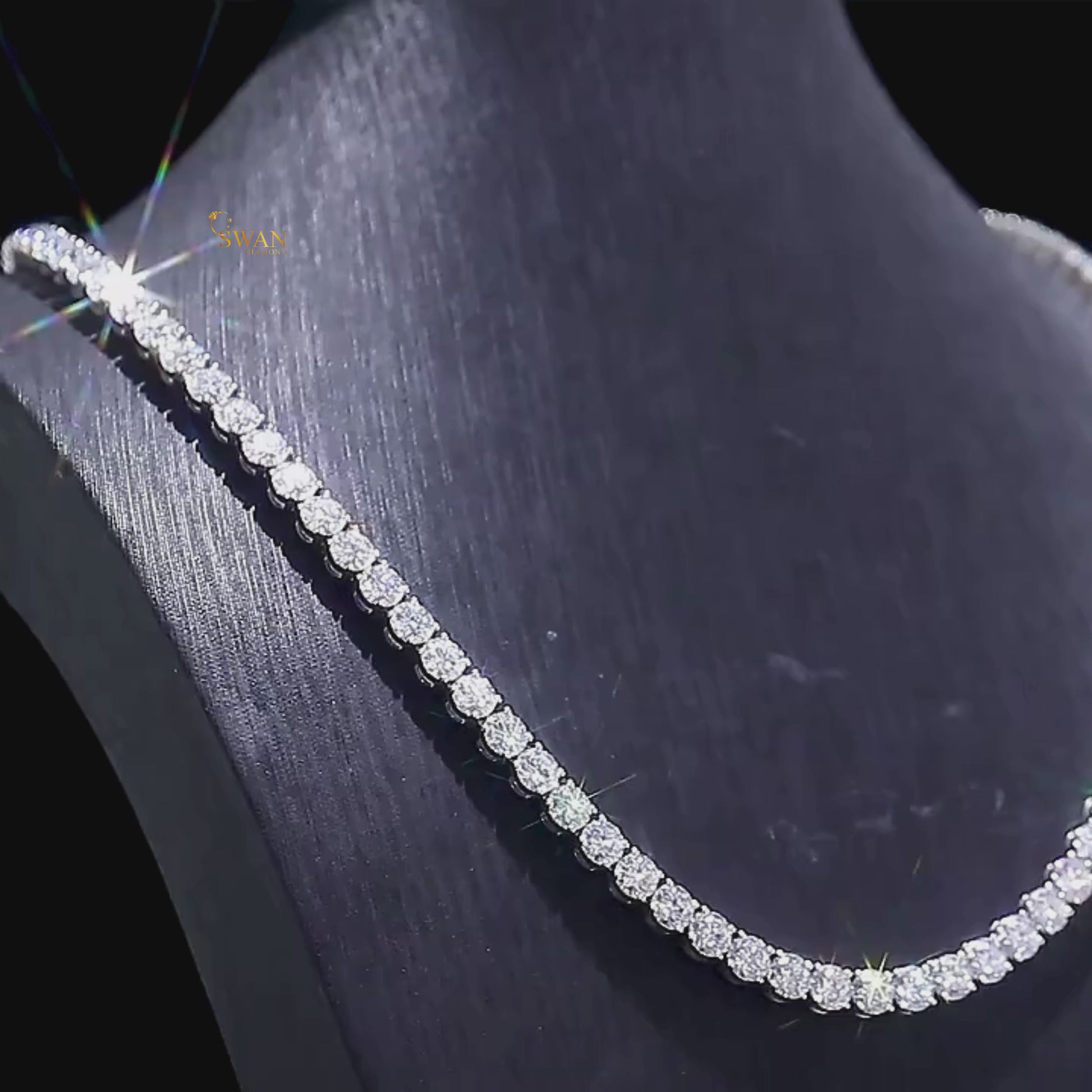 Classic Diamond Tennis Necklace in White Gold Round Cut Stones Iced Out Luxury Jewelry Gift for Men and Women swandiamond