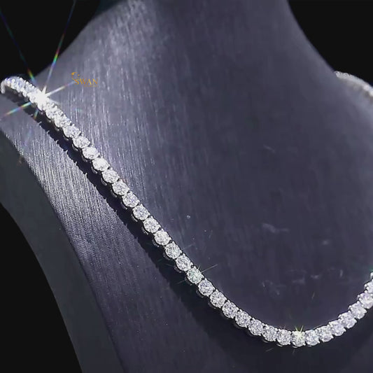Classic Diamond Tennis Necklace in White Gold Round Cut Stones Iced Out Luxury Jewelry Gift for Men and Women swandiamond