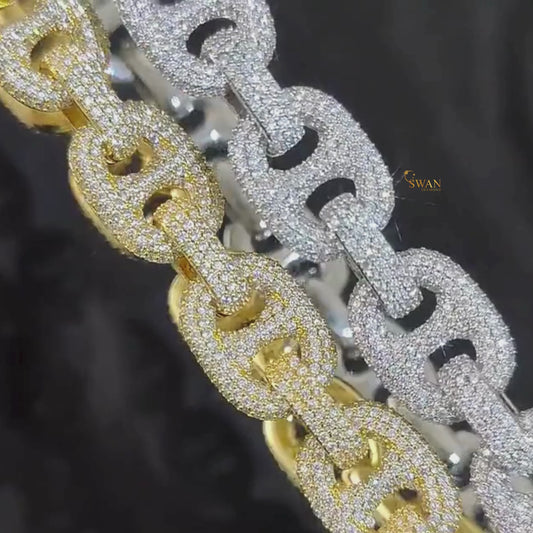 Elegant Gold Plated Diamond Link Bracelet Fully Iced Pave Setting Modern Hip Hop Luxury Statement Jewelry for Men and Women swandiamond