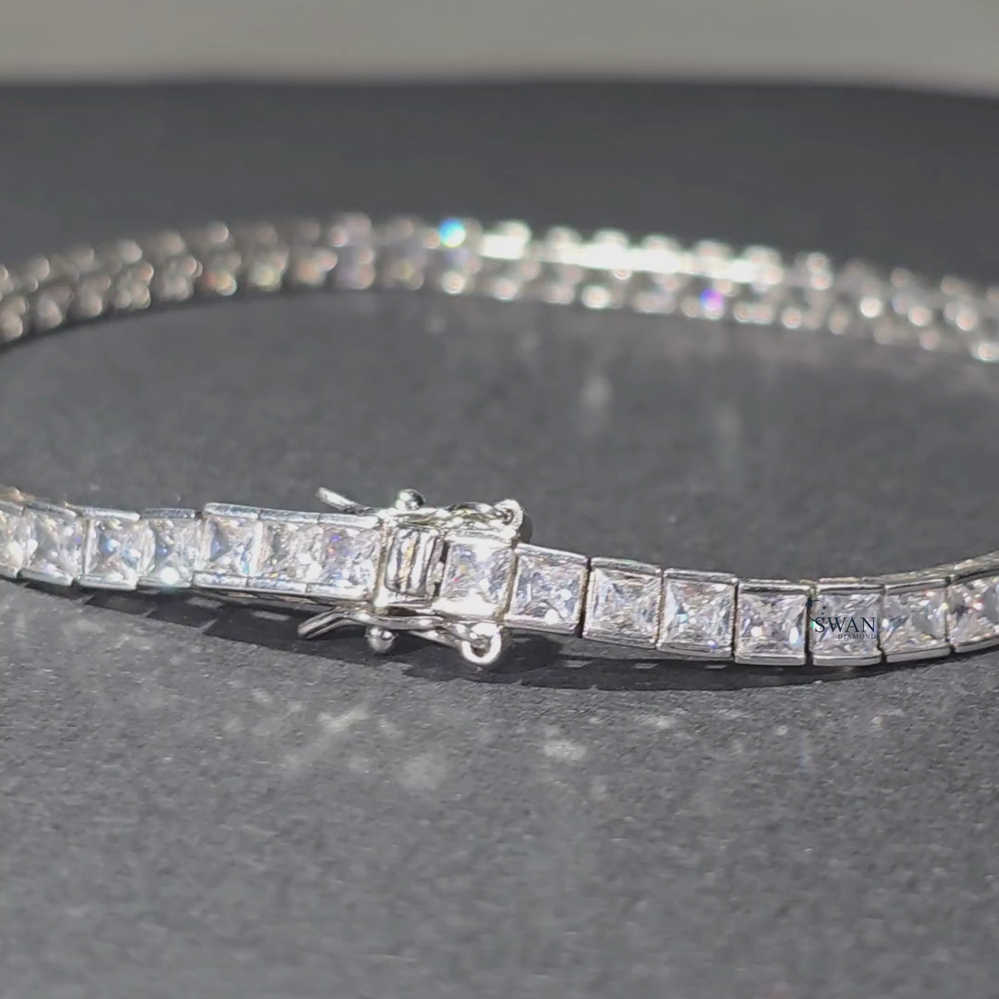 Princess Cut Diamond Tennis Bracelet in Silver with Sparkling Natural Stones Modern Luxury Jewelry Gift for Him or Her swandiamond