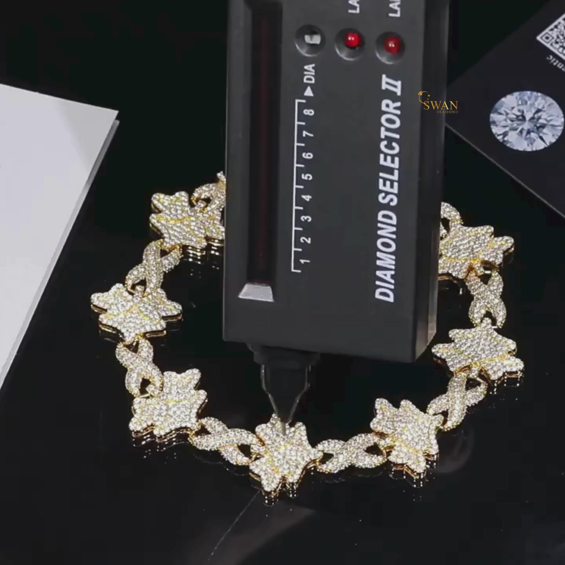 Icy Star Link Bracelet in Yellow Gold Fully Iced Out with Natural Diamonds Luxury Statement Hip Hop Jewelry Trendy Designer Piece swandiamond