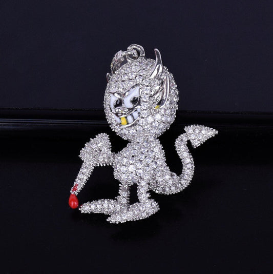 Sterling Silver 925 Luxury Iced  Moissanite Custom  Demon Devil Pendant