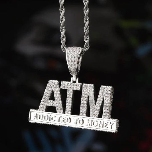Custom Letter Pendant ATM Addicted to Money Iced Out Pendant by swandiamond