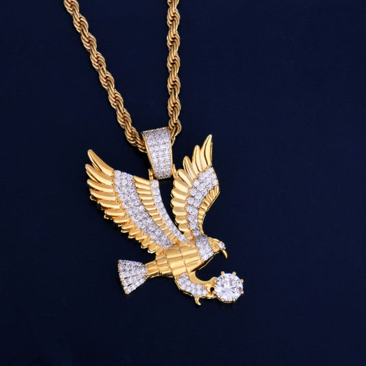 S925 Sterling Silver Flying Eagle Pendant Moissanite vvs Clarity Diamonds Mens pendant