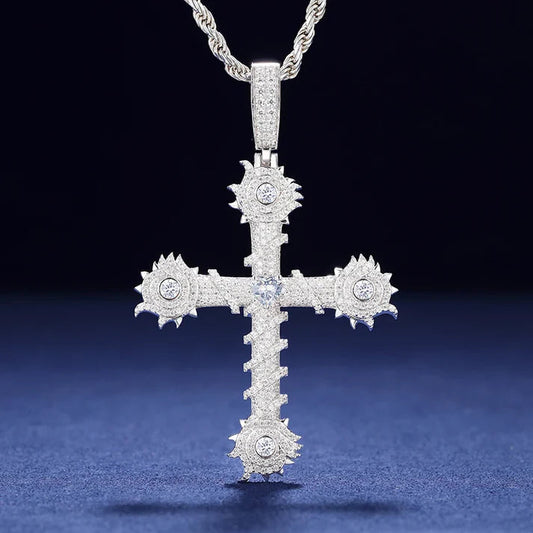 Hip Hop GRA Bling D Color Moissanite Diamond Tester Wrapped Cross Pendant For Men