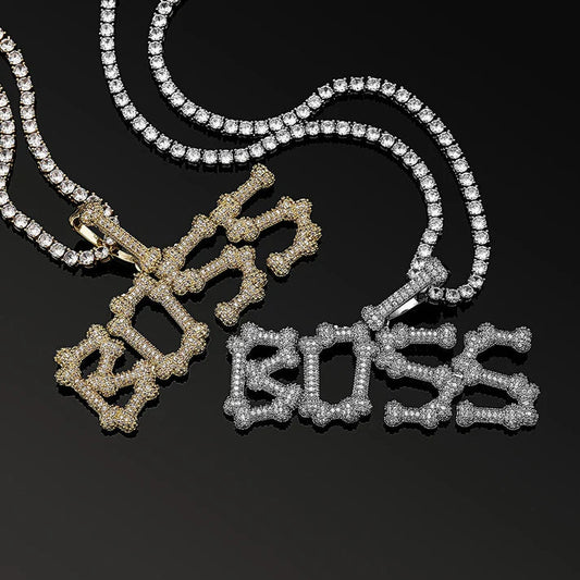 Skeleton Bones Custom Letter Luxurious Moissanite Diamond Pendant by swandiamond