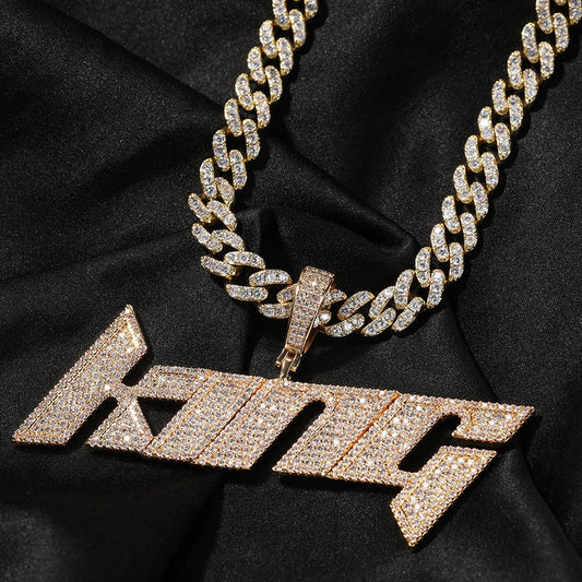 Hip Hop KING Name Letter Initial Custom Moissanite Pendant by swandiamond