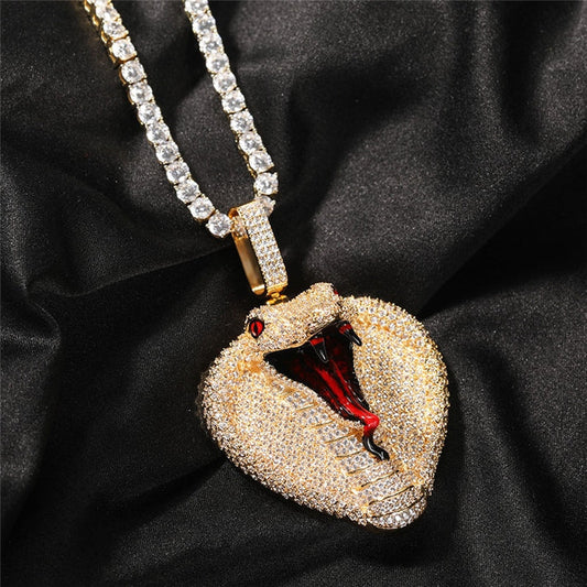 Latest Design Hip Hop Cobra Snake Pendant Bust Down With Moissanite diamond by swandiamond