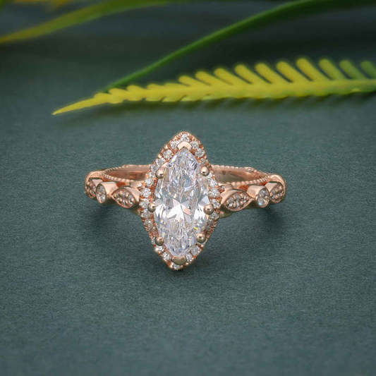 1.50CT Marquise Cut Moissanite Vintage Style Engagement Ring