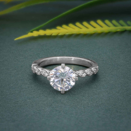 Round Cut 1.50ct Moissanite Rope Style Engagament Ring