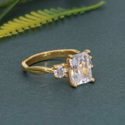 Twisted Vine Three Stone Radiant Moissanite Diamond Engagement Ring